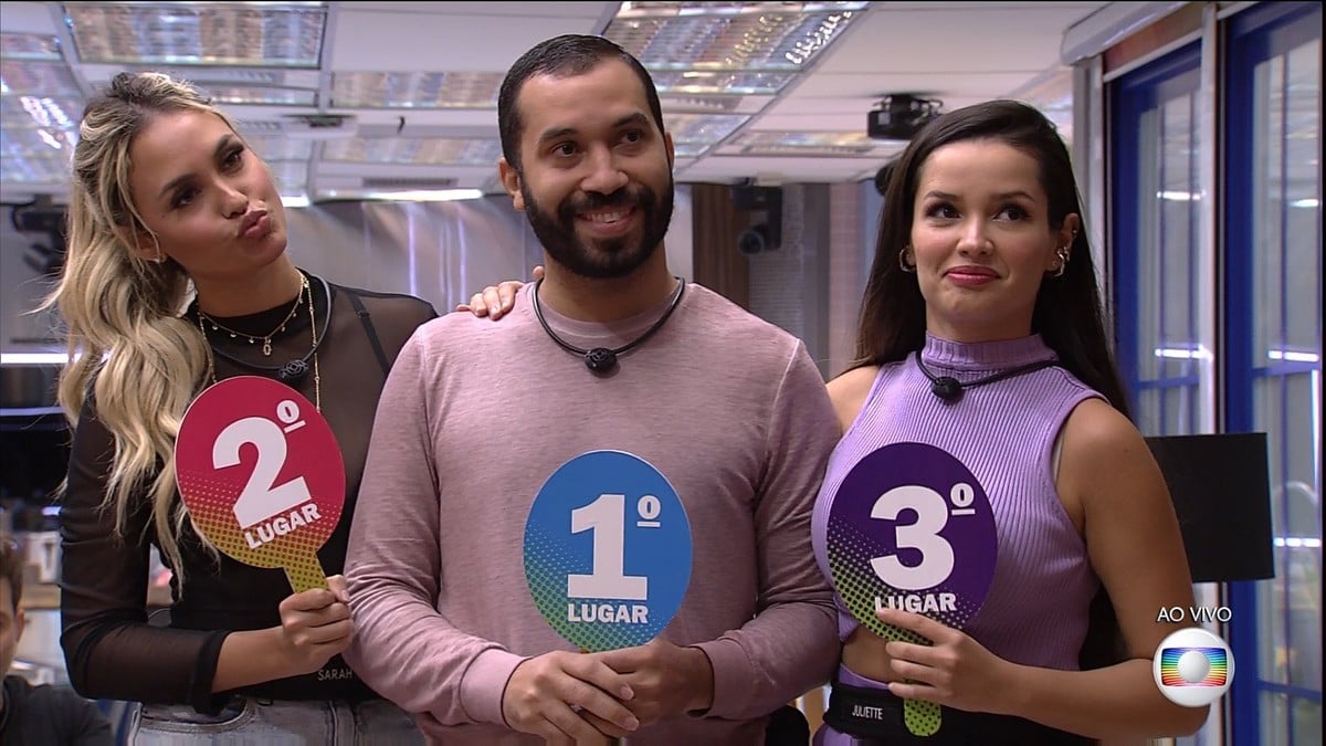 Pódio de Gilberto no início do reality show (Foto: Reprodução/ Globo)