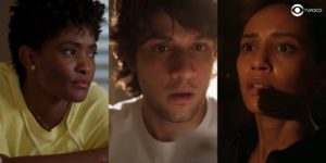 Marina (Érika Januza), Danilo (Chay Suede) e Vitória (Taís Araujo) destaques do capítulo de hoje de Amor de Mãe (Foto: Montagem/TV Foco/Reprodução/Globo)