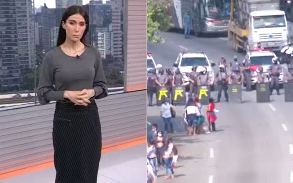 Michele Barros é interrompida ao vivo por gritaria na Globo (Reprodução) Michele Barros é interrompida ao vivo por gritaria na Globo (Reprodução)