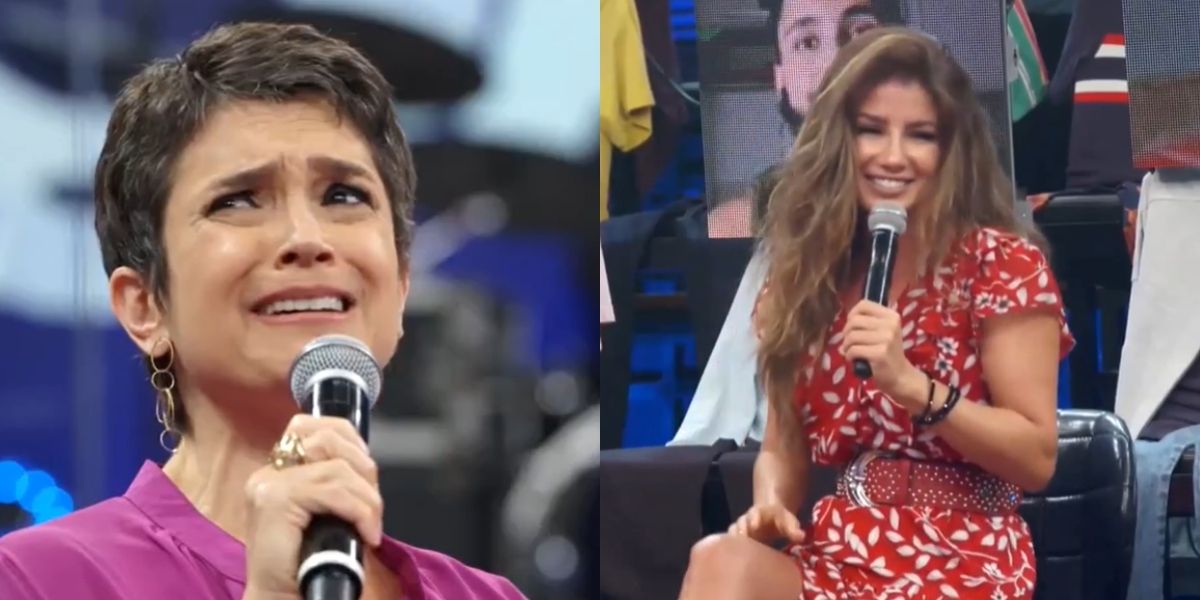Sandra Annenberg e Paula Fernandes no Altas Horas (Montagem: TV Foco) Sandra Annenberg e Paula Fernandes no Altas Horas (Montagem: TV Foco)
