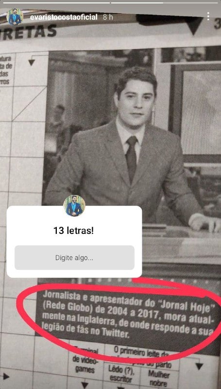 Evaristo Costa compartilhou foto da época em que apresentava o Jornal Hoje, na Globo (Foto: Reprodução)