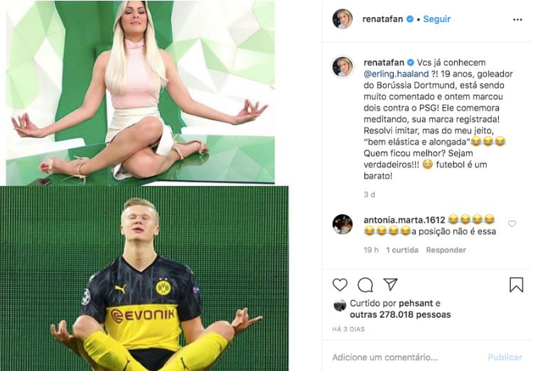 Renata Fan mostra quem é o loirão (Reprodução) Renata Fan mostra quem é o loirão (Reprodução)