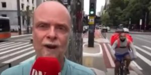 Jornalista fica na mira de assaltante ao vivo, escapa por um triz e clama por socorro: “Pega ele”