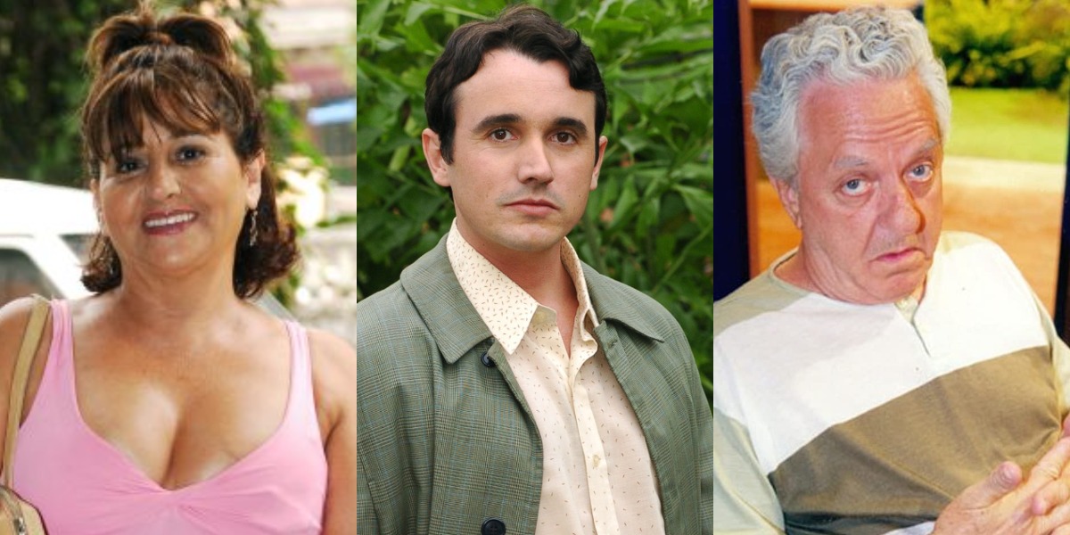 Mara Manzan, Caio Junqueira e Rogério Cardoso participaram da minissérie "Hilga Furacão e já partiram (Foto: Reprodução/TV Globo/Record)