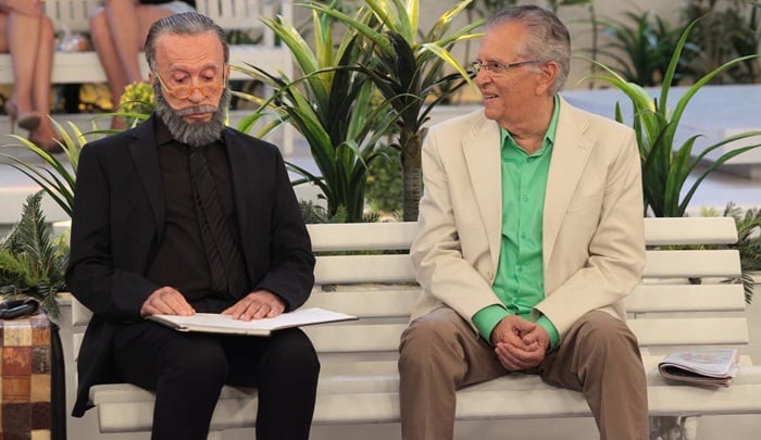Moacyr Franco e Carlos Alberto em "A Praça é Nossa", do SBT (Foto Reprodução/Internet)