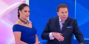 Silvia Abravanel e Silvio Santos no jogo das três perguntas (Foto: Reprodução)