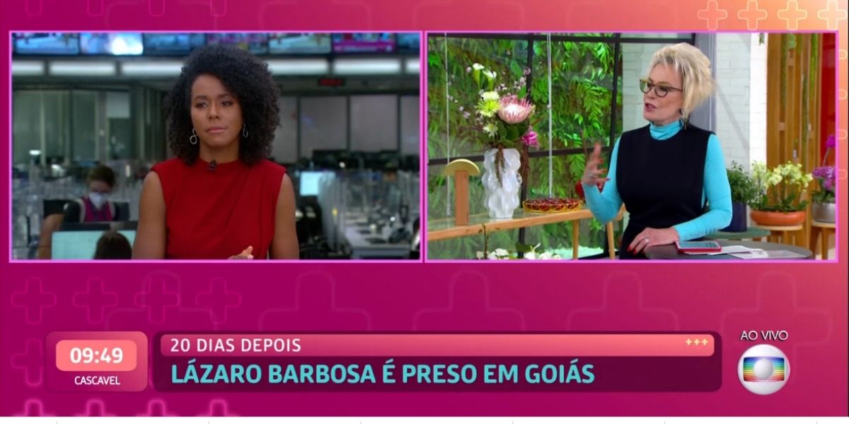 O "Mais Você" foi interrompido por Maju Coutinho para noticiar a morte do assassino Lázaro (Foto: Reprodução/TV Globo)