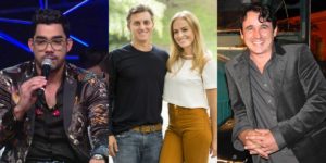Gabriel Diniz, Luciano Huck, Angélica e Caio Junqueira (Fotos: Reprodução/TV Globo/Record)