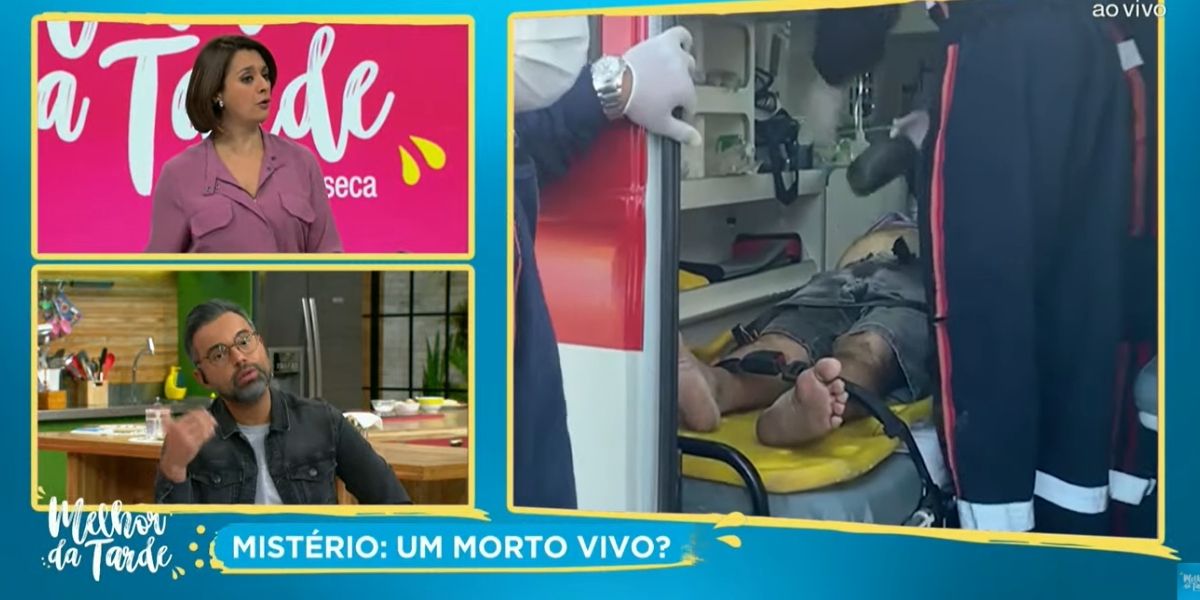 Catia Fonseca fica em pânico ao ver homem ser enterrado vivo na Band e imagem do corpo é exposta: "Meu Deus" Catia Fonseca fica em pânico ao ver homem ser enterrado vivo na Band e imagem do corpo é exposta: "Meu Deus"