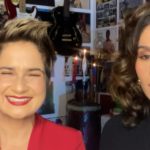 Nanda Costa e Lan Lanh expuseram a gravidez durante o Fantástico, da Globo (Foto: Reprodução)