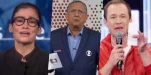 Renata Vasconcellos, Galvão Bueno e Tiago Leifert recebem previsões de sensitivo (Foto reprodução)