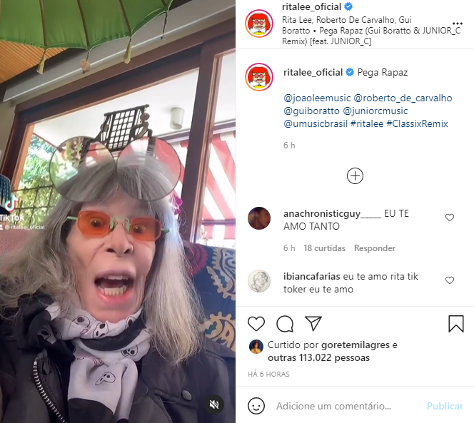 Rita Lee voltou a alegrar seus seguidores com um vídeo no Instagram Rita Lee voltou a alegrar seus seguidores com um vídeo no Instagram