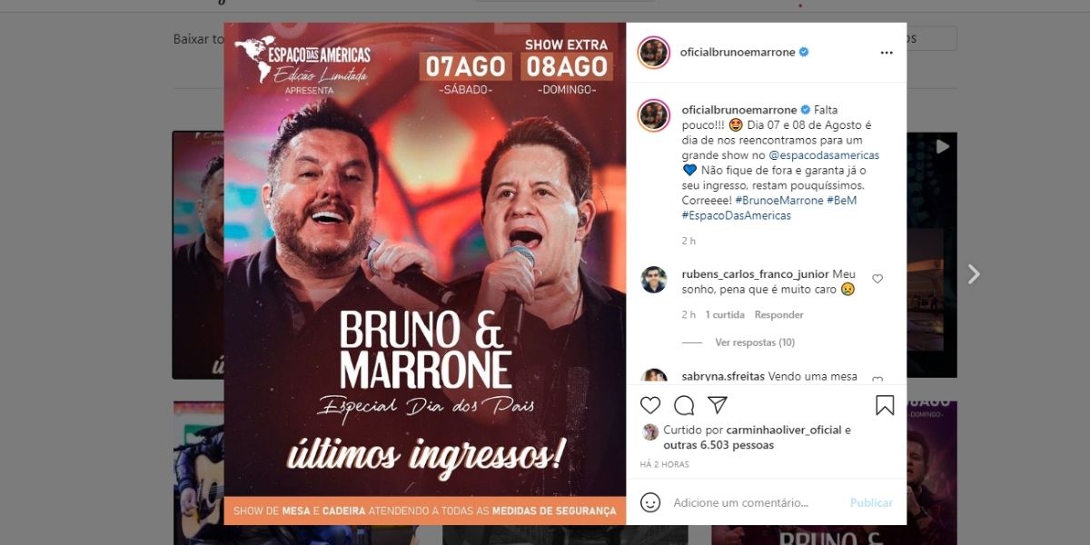 Bruno e Marrone que dupla segue junta (Reprodução) Bruno e Marrone que dupla segue junta (Reprodução)