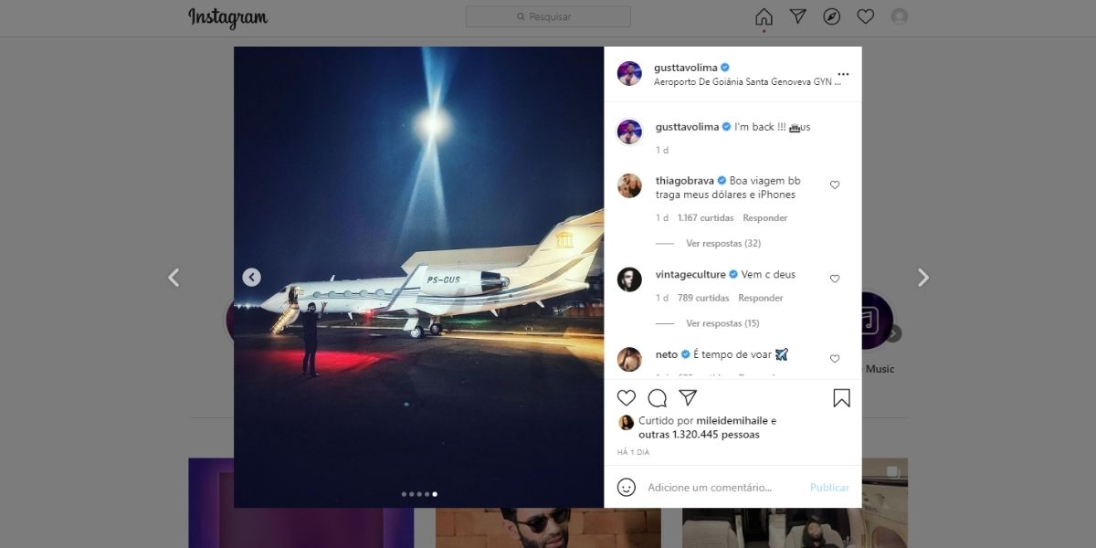 Gusttavo Lima compra jatinho particular de R$ 180 milhões (Reprodução) Gusttavo Lima compra jatinho particular de R$ 180 milhões (Reprodução)