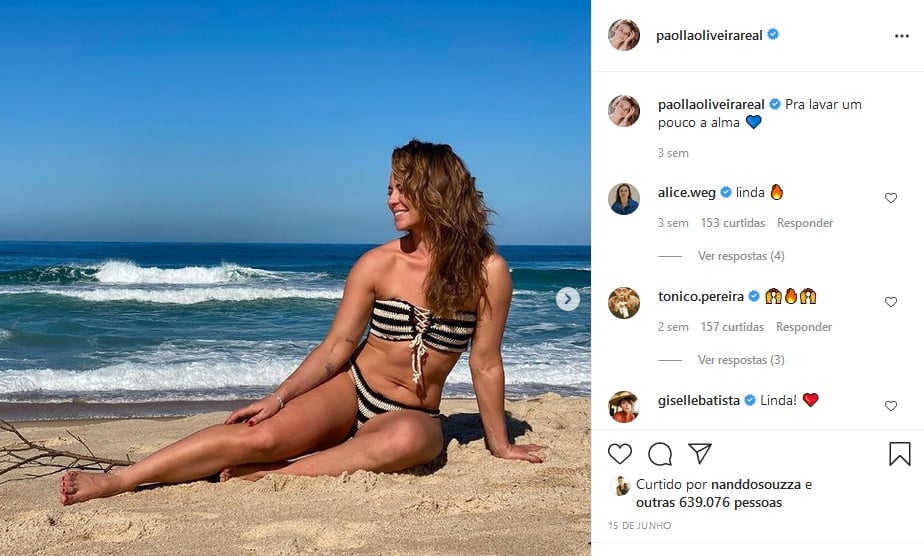 Paolla Oliveira surgiu com parte íntima espremida em foto com biquíni de renda (Imagem: Reprodução) Paolla Oliveira surgiu com parte íntima espremida em foto com biquíni de renda (Imagem: Reprodução)