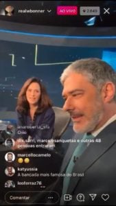 Luli Guimarães estava presente na Live do jornalista (Foto: Reprodução) Luli Guimarães estava presente na Live do jornalista (Foto: Reprodução)