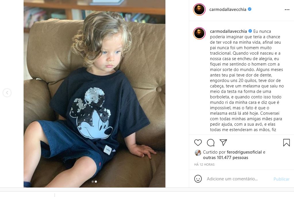 Pedro é filho de Carno com o autor João Emanuel Carneiro (Reprodução) Pedro é filho de Carno com o autor João Emanuel Carneiro (Reprodução)