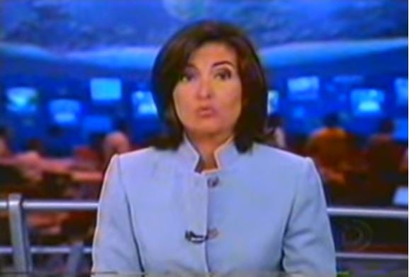 Fátima Bernardes na cobertura da morte do Papa João Paulo II, no "Jornal Nacional" (Foto: Reprodução/TV Globo)