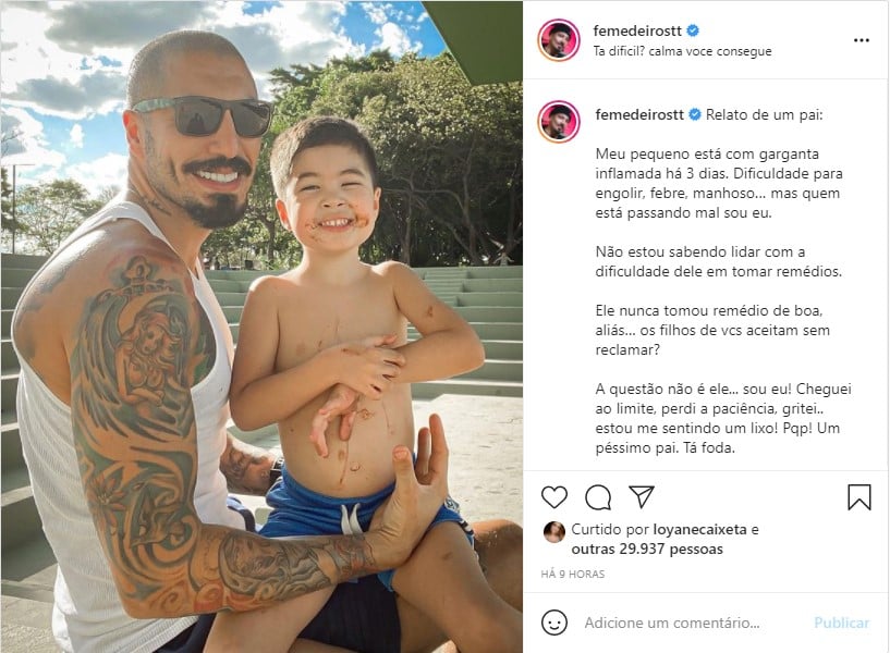Ex-BBB expõe momento de revolta com o filho (Foto: Reprodução)
