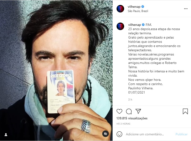 Post de Paulinho Vilhena (Foto: Reprodução)