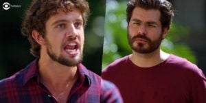 Rodrigo e Lúcio brigam em público na novela de A Vida da Gente (Foto: Montagem/TV Foco/Reprodução/Globo)