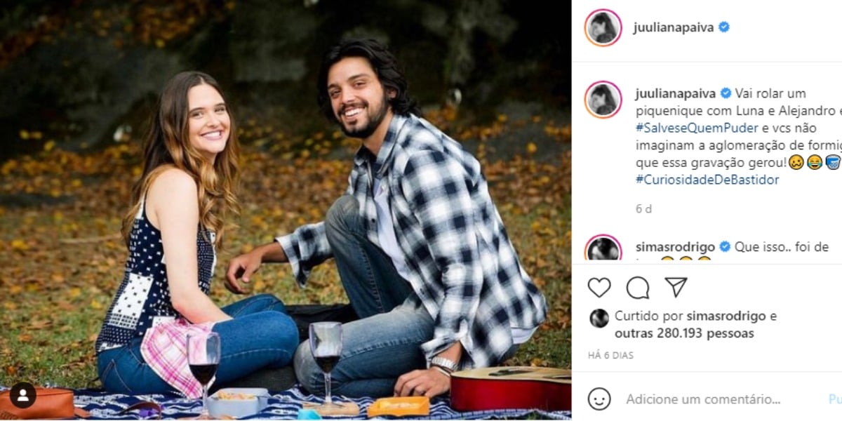Protagonista de Salve-se Quem Puder, Juliana Paiva posa com Rodrigo Simas e cita repercussão (