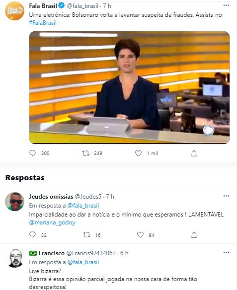 Mariana Godoy criticou o presidente Bolsonaro no "Fala Brasil" (Foto: Reprodução/Record) Mariana Godoy criticou o presidente Bolsonaro no "Fala Brasil" (Foto: Reprodução/Record)
