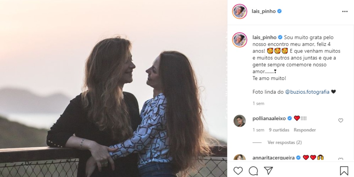 Laís Pinho, ex Malhação, posou com a namorada (Foto: Reprodução)