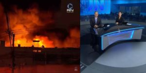 A Record e a Globo já foram afetadas por incêndios no passado (Foto: Reprodução/Record News/TV Globo)