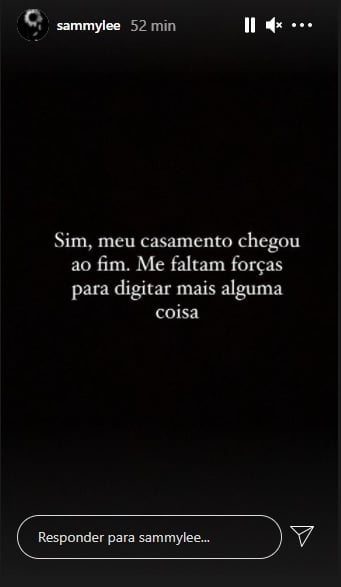 Sammy admite separação através de seu Instagram (Imagem: Reprodução) 