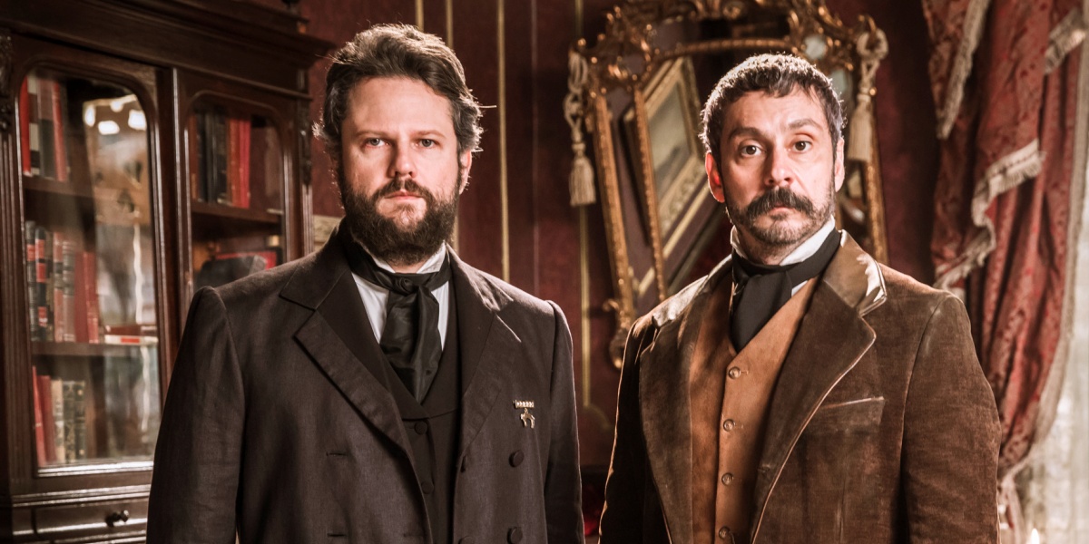 Dom Pedro II (Selton Mello) e Tonico Rocha (Alexandre Nero) de Nos Tempos do Imperador, da Globo (Foto: Divulgação/Globo/João Miguel Júnior)
