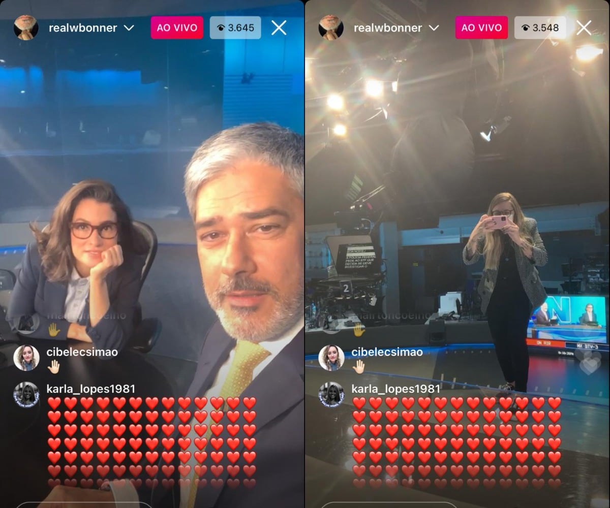 William Bonner fez live ao lado de Renata Vasconcellos na bancada do "Jornal Nacional" (Foto: Reprodução/Instagram) William Bonner fez live ao lado de Renata Vasconcellos na bancada do "Jornal Nacional" (Foto: Reprodução/Instagram)