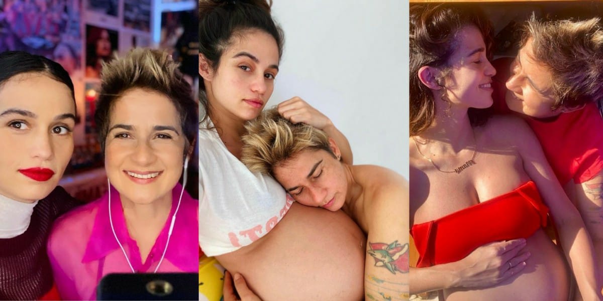 Nanda Costa mostra barrigão de gêmeas ao lado da esposa, Lan Lanh