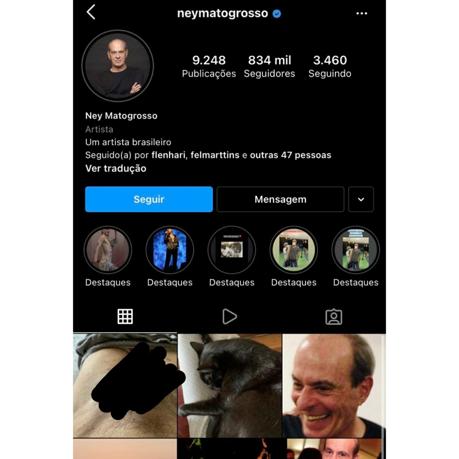Ney Matrogrosso posta nude em rede social (Foto: Reprodução) Ney Matrogrosso posta nude em rede social (Foto: Reprodução)