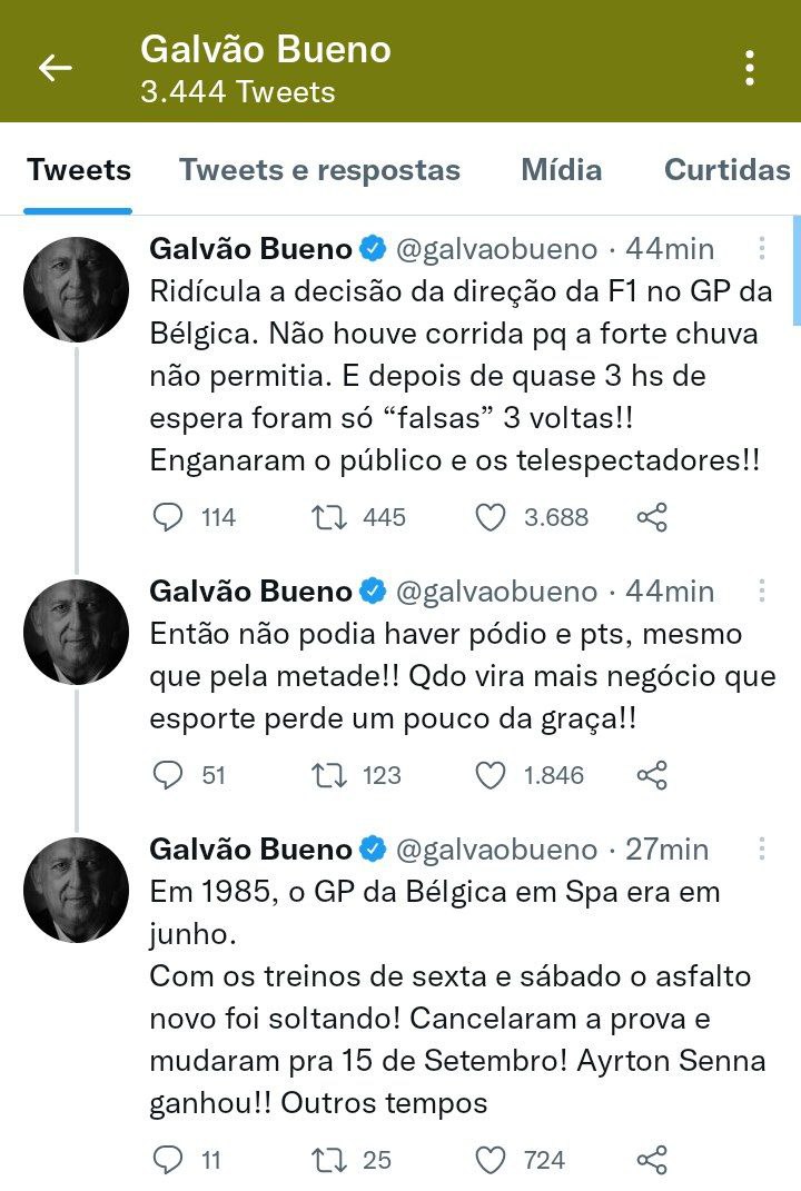 Galvão Bueno decidiu criticar a direção de prova da Fórmula 1 (Foto: Reprodução) Galvão Bueno decidiu criticar a direção de prova da Fórmula 1 (Foto: Reprodução)