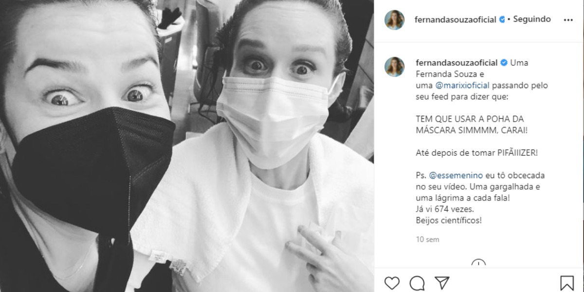 No Instagram, Fernanda Souza posou com parceira e chamou a atenção (Foto: Reprodução) No Instagram, Fernanda Souza posou com parceira e chamou a atenção (Foto: Reprodução)