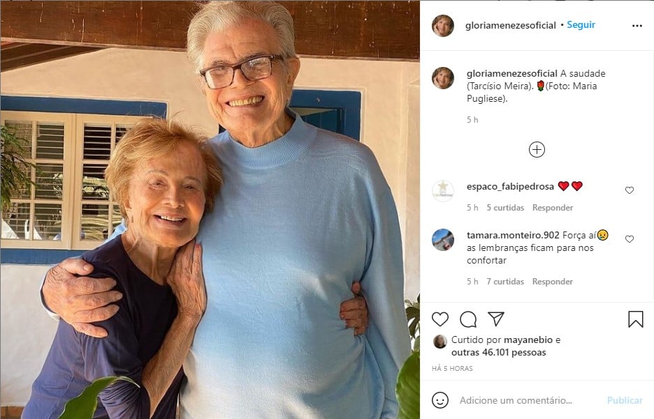 Glória Menezes homenageia Tarcísio Meira e expõe falta que sente do marido (Foto: Reprodução)