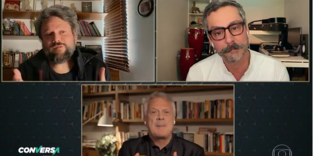 Selton Melo, Alexandre Nero e Pedro Bial em programa da TV Globo gravado essa semana (Foto: Reprodução)