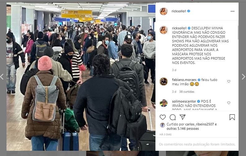 Rick Sollo fez reclamação nas redes sociais (Foto: Reprodução/Instagram)