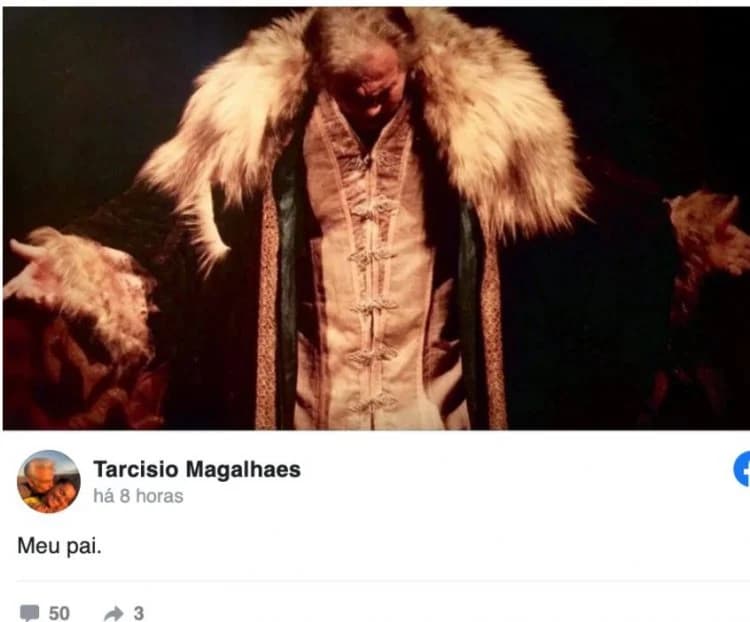 Tarcísio Filho postou uma declaração para Tarcísio Meira e chamou a atenção (Foto: Reprodução)