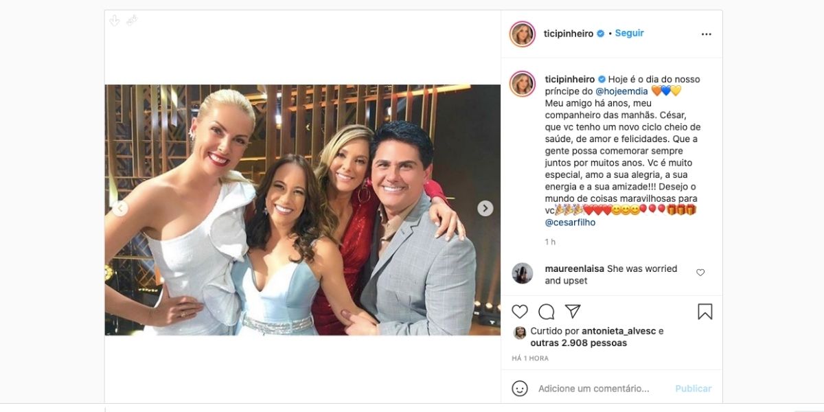 De acordo com apresentadora, César Filho é seu grande amigo (Reprodução) De acordo com apresentadora, César Filho é seu grande amigo (Reprodução)