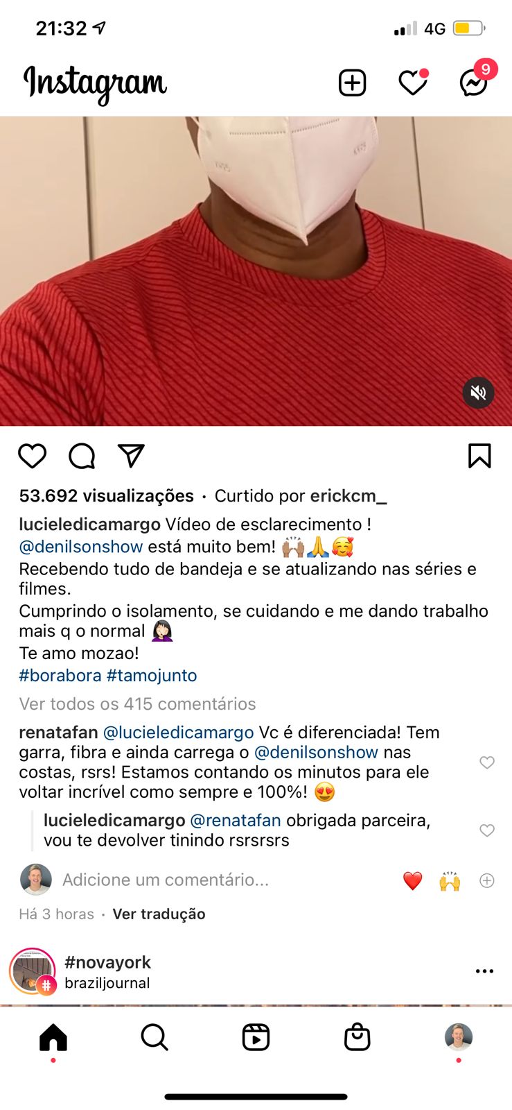 Renata Fan falou sobre Denílson para Luciele Di Camargo (Foto: Reprodução/Instagram) Renata Fan falou sobre Denílson para Luciele Di Camargo (Foto: Reprodução/Instagram)