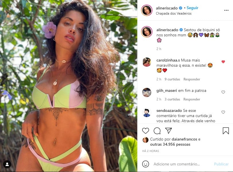 Aline Riscado arranca a roupa e deixa de fora o que ninguém pode ver - Foto: Reprodução