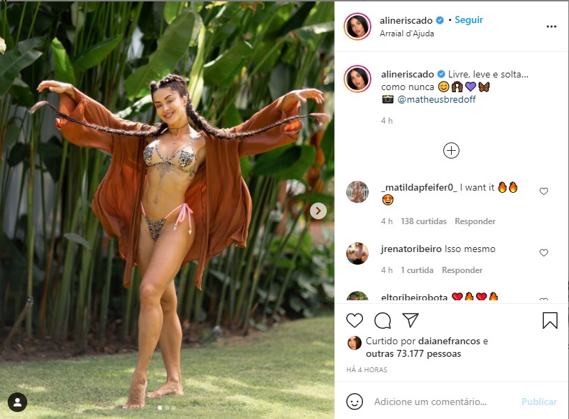 Aline Riscado coloca corpão pra jogo e exibe curvas sensuais (Foto: Reprodução)