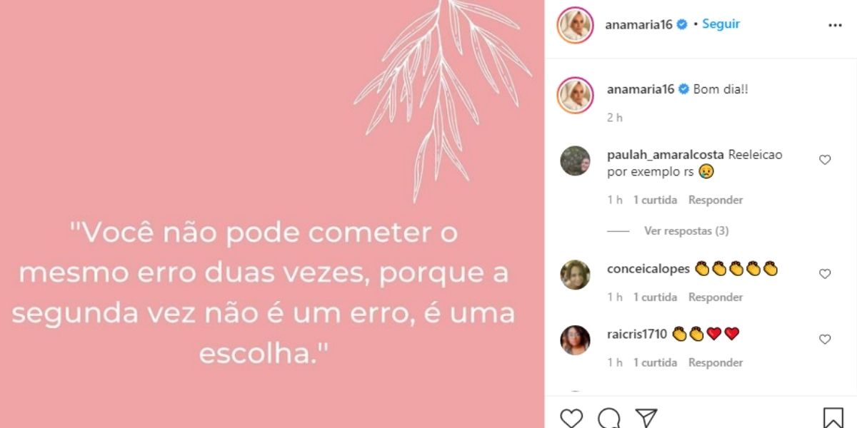 "O mesmo erro", Ana Maria explode em verdades após quebrar silêncio sobre divórcio e detona: "Segunda vez" "O mesmo erro", Ana Maria explode em verdades após quebrar silêncio sobre divórcio e detona: "Segunda vez"