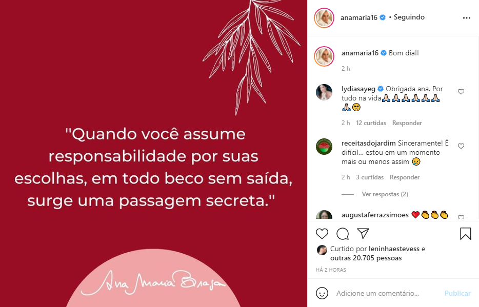 Ana Maria Braga fez reflexão (Foto: Reprodução)