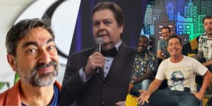 Zeca Camargo, Faustão e antigo elenco do Encrenca (Montagem: TV Foco)