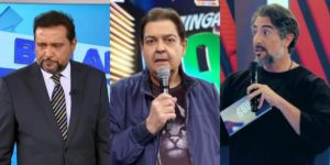 Geraldo Luís, Faustão e Marcos Mion ganharam previsões do Mestre José (Foto: Reprodução/Record/TV Globo)