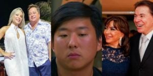 Poliana Rocha, Leonardo, Pyong Lee, Silvio Santos e Íris Abravanel (Foto: Reprodução)