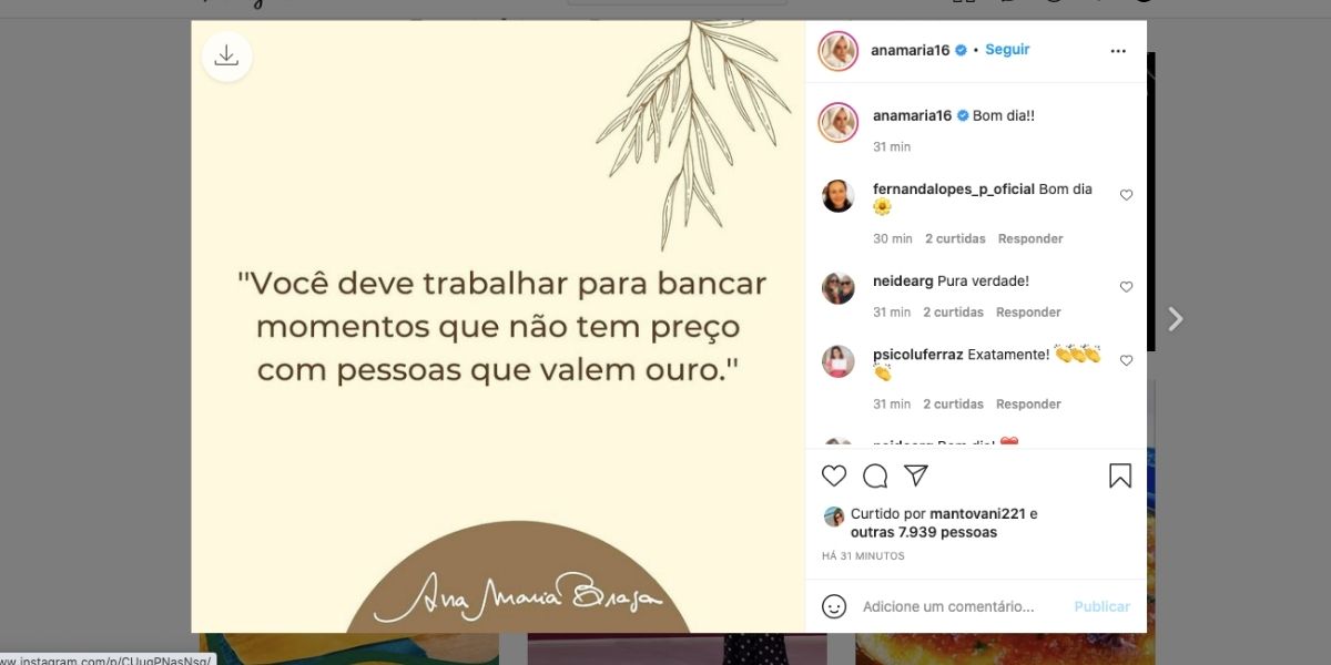 Ana Maria faz anúncio sobre seu trabalho (Reprodução) Ana Maria faz anúncio sobre seu trabalho (Reprodução)